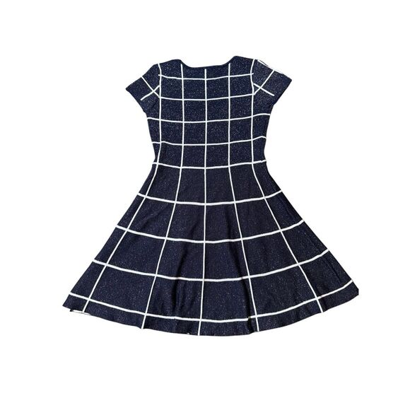 Sequin hearts girls black and white grid-pattern fit and flare sweater dress L - Picture 4 of 6